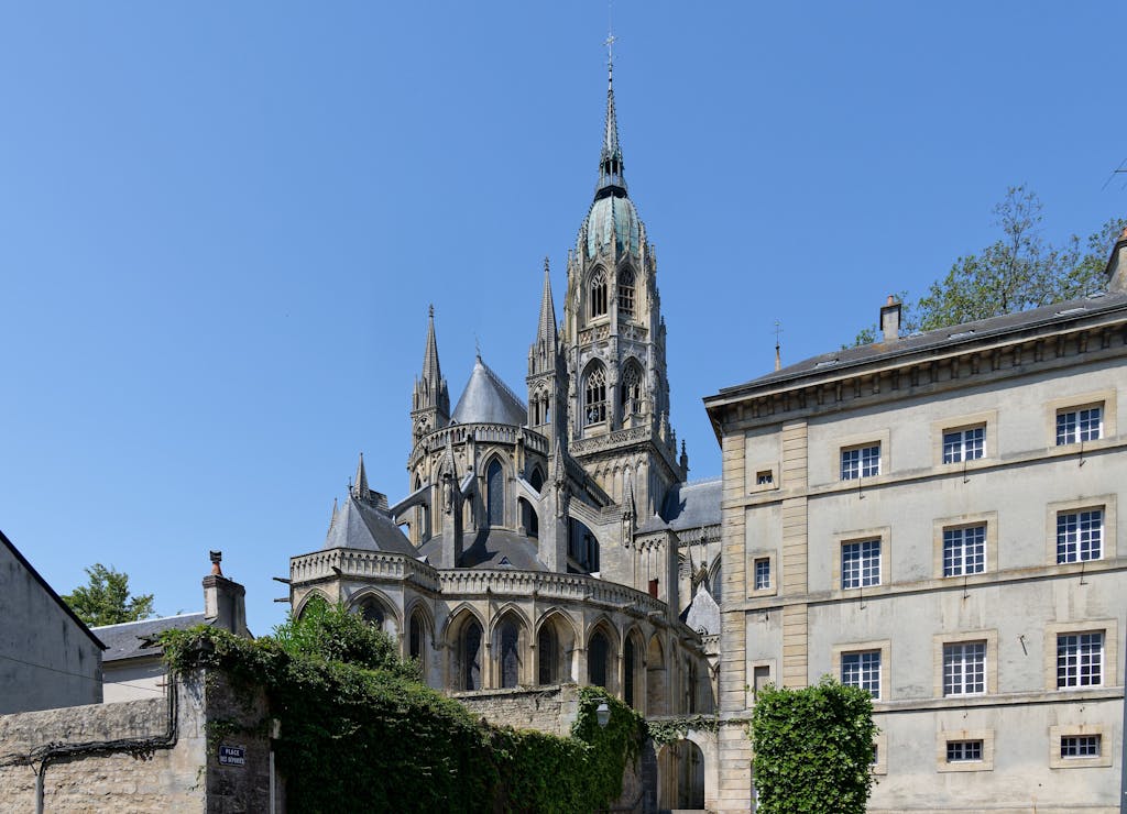 Explore the majestic Gothic architecture of Bayeux Cathedral in Normandy, France.